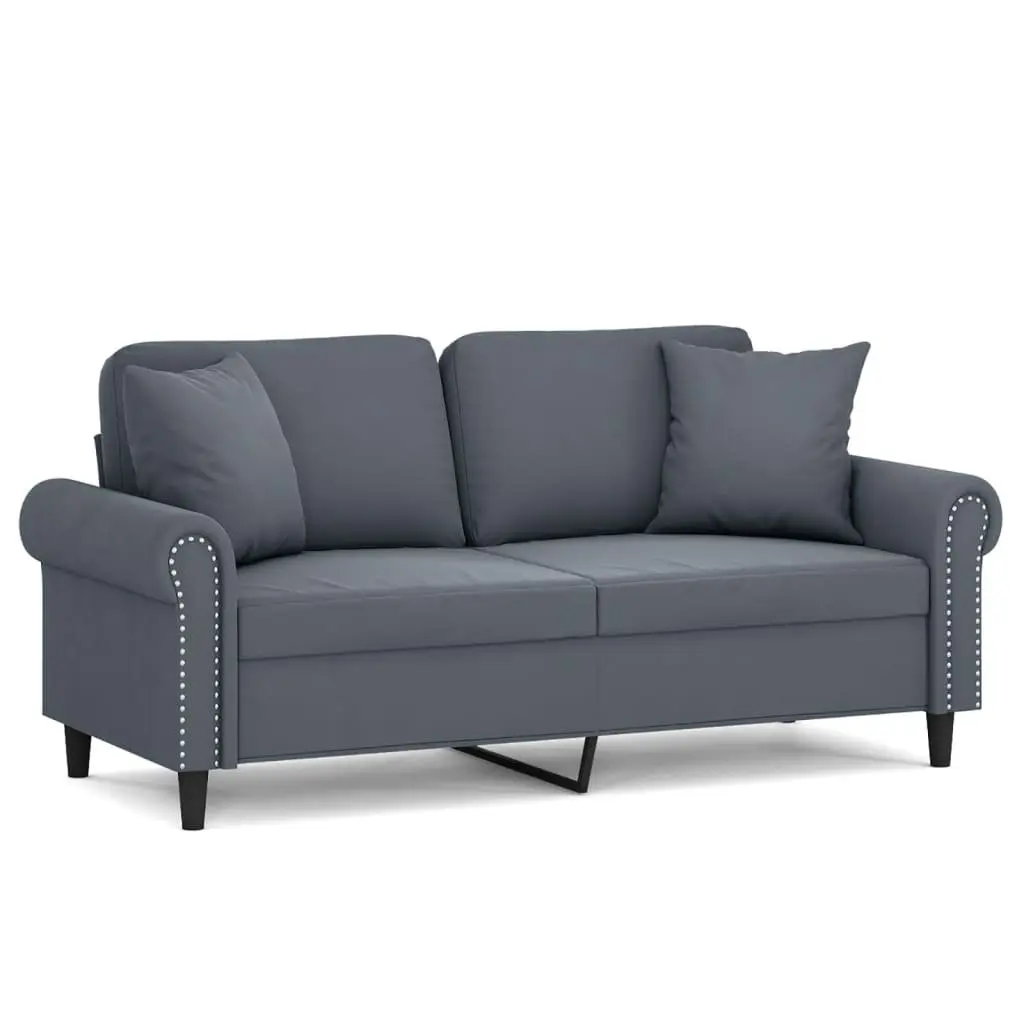2-Seater Modern Velvet Sofa in Grey
