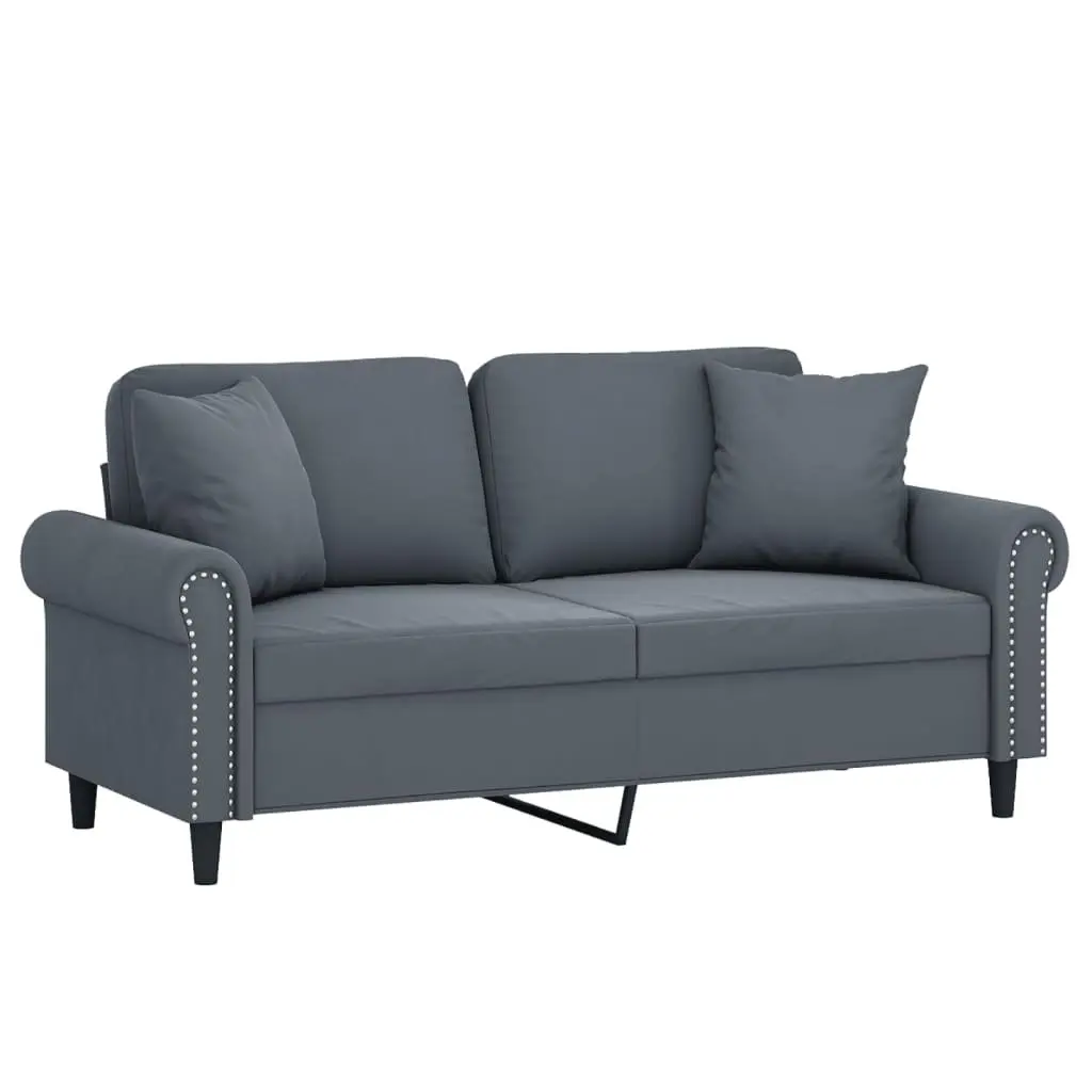 2-Seater Modern Velvet Sofa in Grey