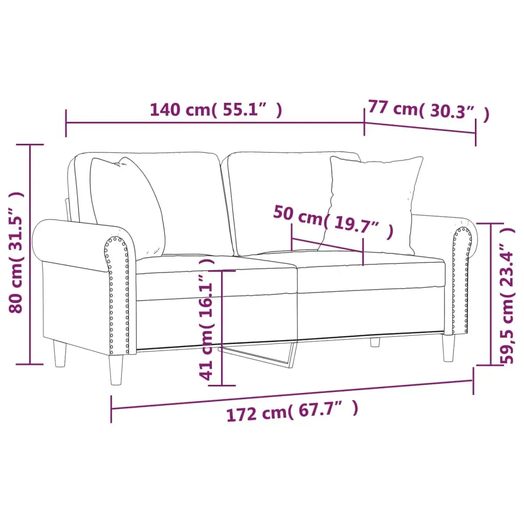 2-Seater Modern Velvet Sofa in Grey