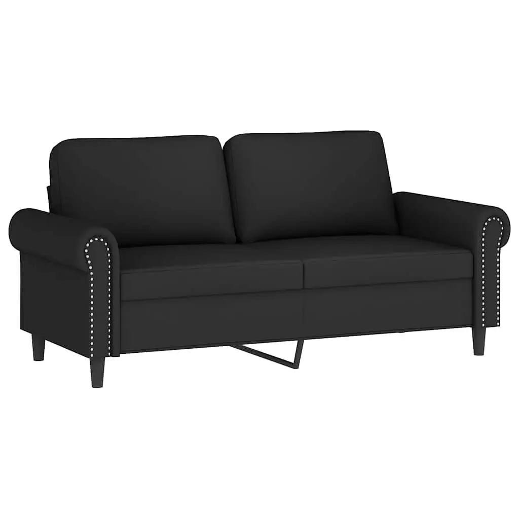 2-Seater Sofa Black 140cm with Throw Pillows