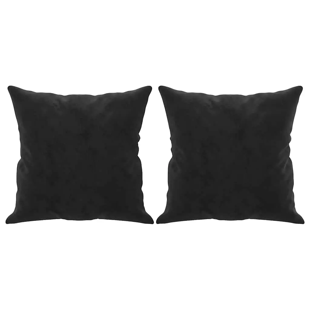 2-Seater Sofa Black 140cm with Throw Pillows