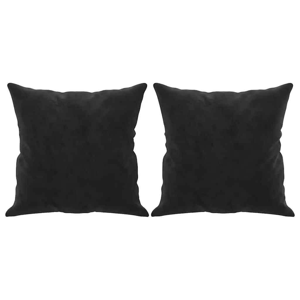 Velvet Couch Black 180cm 3-Seater for Living Room with Throw Pillows