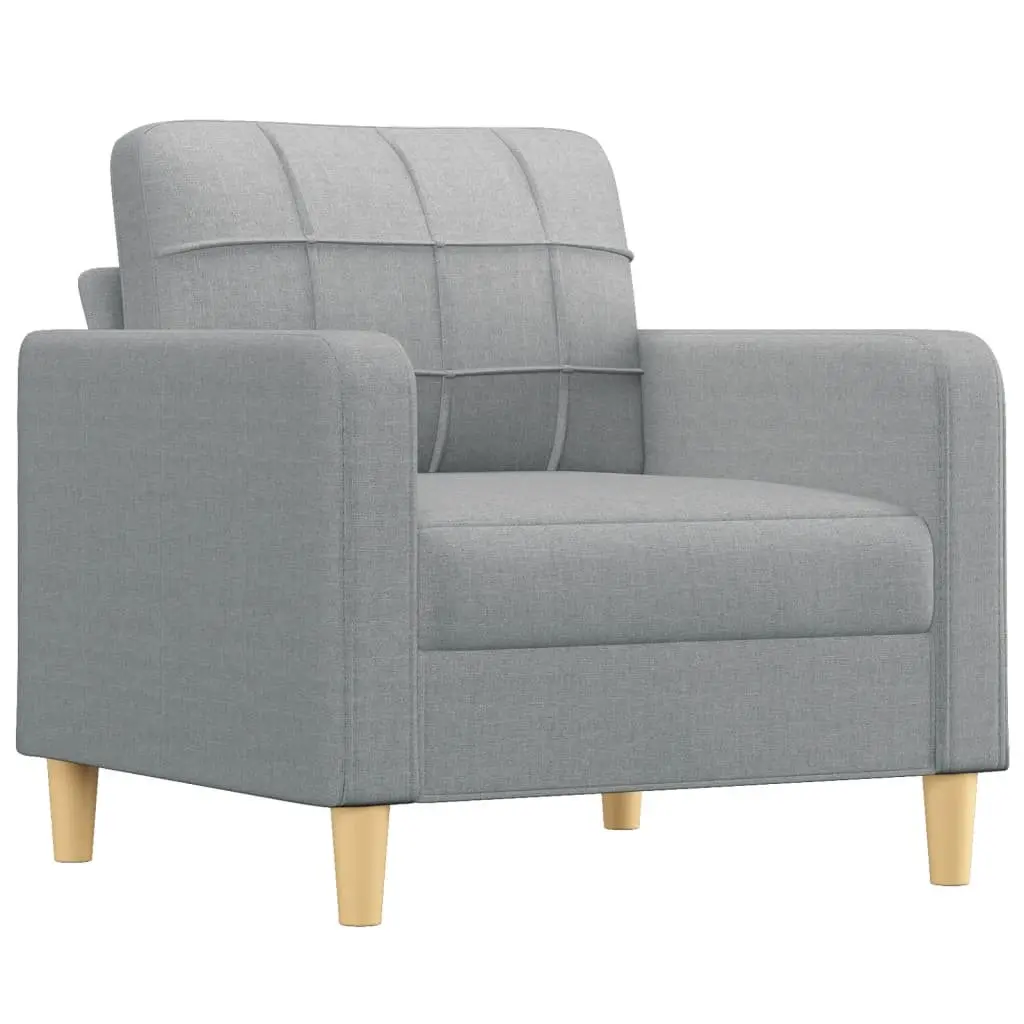 Grey Fabric Sofa Chair with Footstool Compact Armchair for Reading Relaxing Lounge