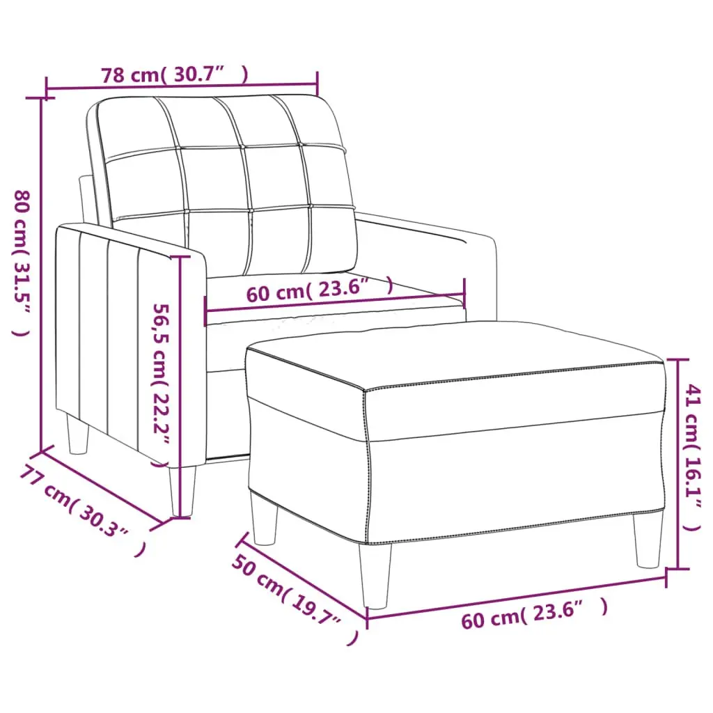 Grey Fabric Sofa Chair with Footstool Compact Armchair for Reading Relaxing Lounge