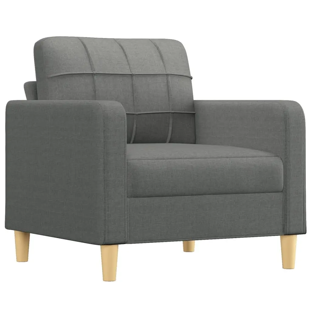 Grey Fabric Sofa Chair with Footstool Armchair Lounge Seat Living Room Furniture