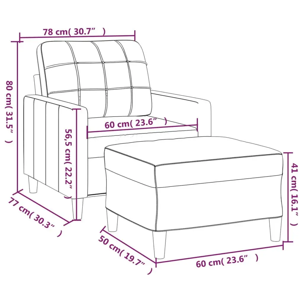 Grey Fabric Sofa Chair with Footstool Armchair Lounge Seat Living Room Furniture
