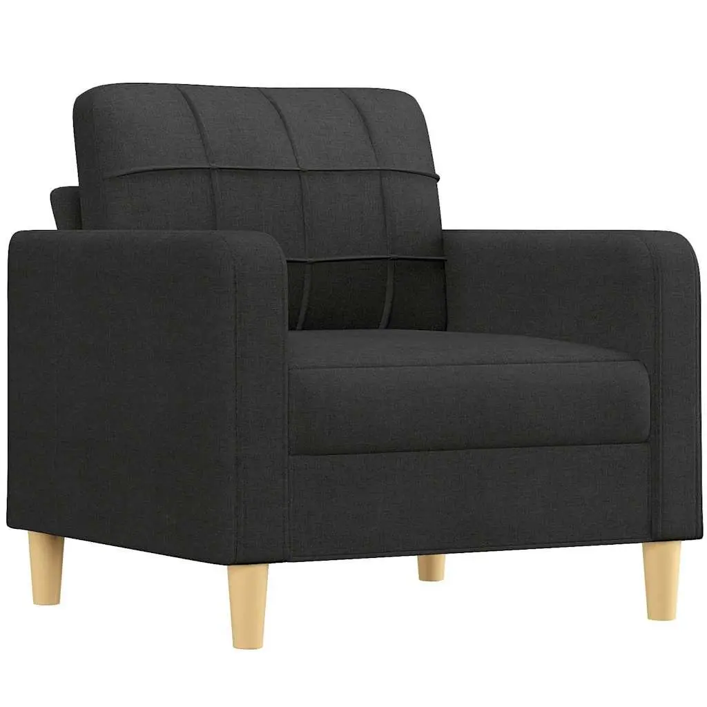 Black Fabric Sofa Chair with Footstool Living Room Compact Size