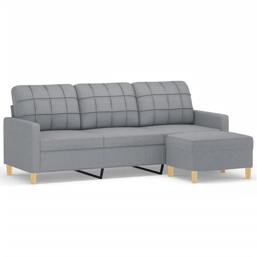 3-Seater Sofa with Footstool in Grey
