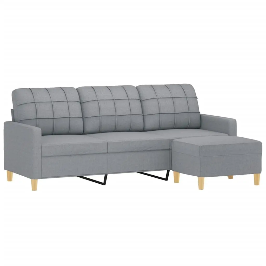 3-Seater Sofa with Footstool in Grey