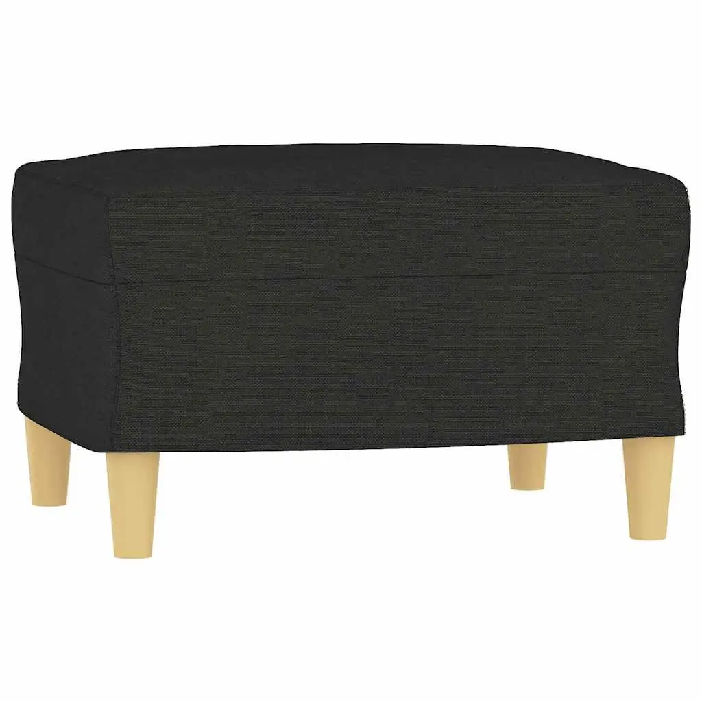 3-Seater Sofa with Footstool Living Room Black 180cm
