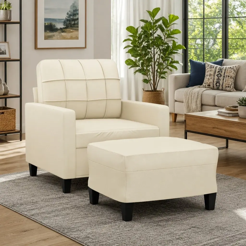 Cream Faux Leather Sofa Chair