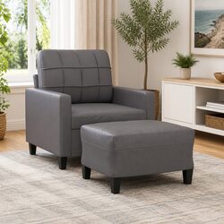 Sofa Chair Dimensions and Features: Grey Faux Leather