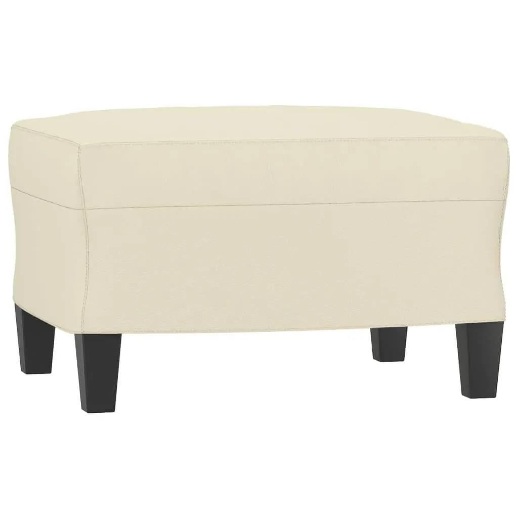 3-Seater Sofa with Footstool Cream 180cm Faux Leather Lounge Couch Living Room