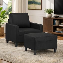 Specifications of Sofa Chair with Footstool in Black