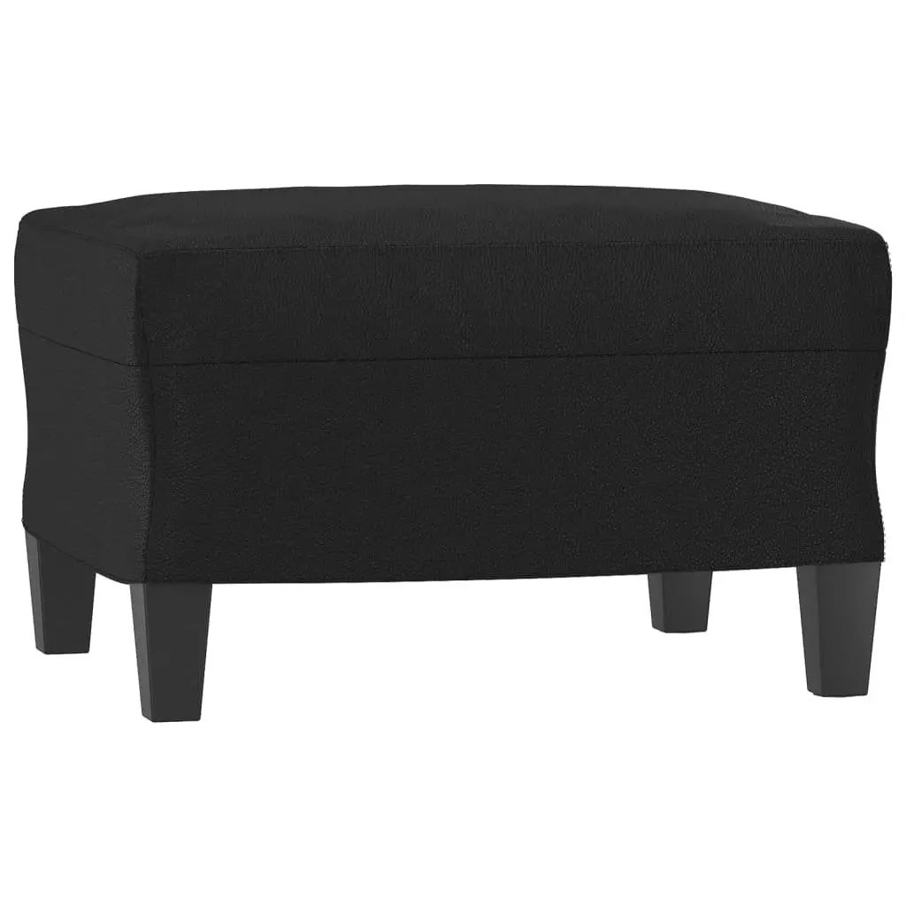 Sofa Chair with Footstool for Living Room Black Faux Leather Compact
