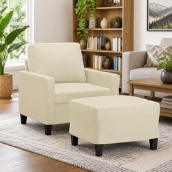 Specifications for Cream Faux Leather Sofa Chair Set