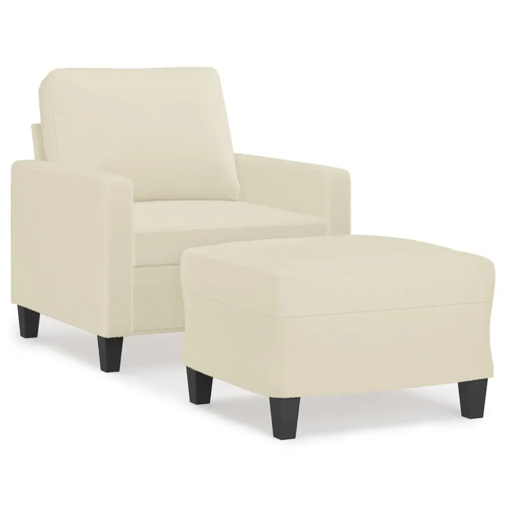 Cream Faux Leather Sofa Chair Set