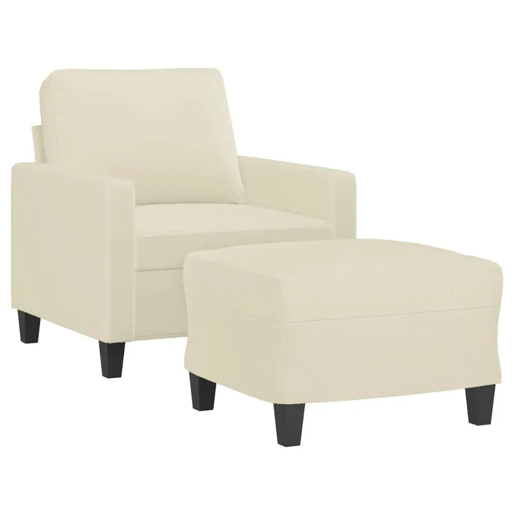 Cream Faux Leather Sofa Chair Set