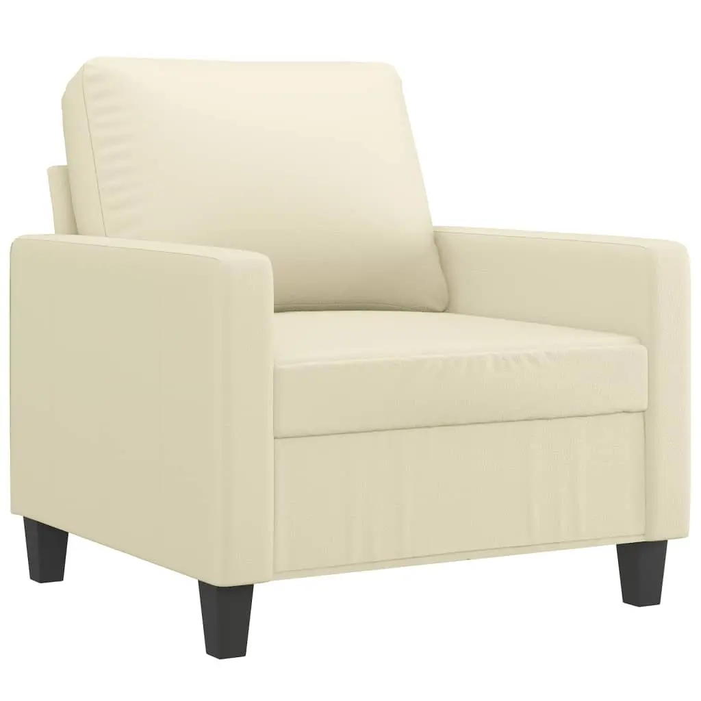 Cream Faux Leather Sofa Chair Set