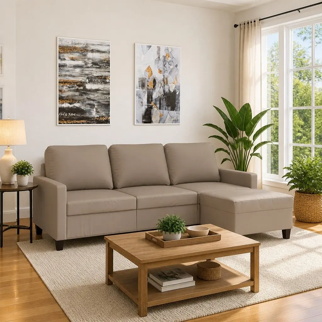 3-Seater Sofa Living Room Brown Faux Leather 180cm