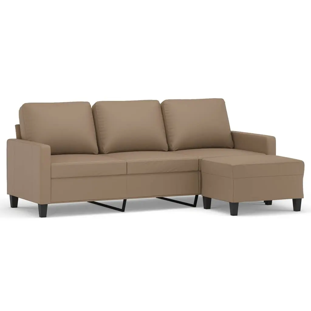 3-Seater Sofa Living Room Brown Faux Leather 180cm