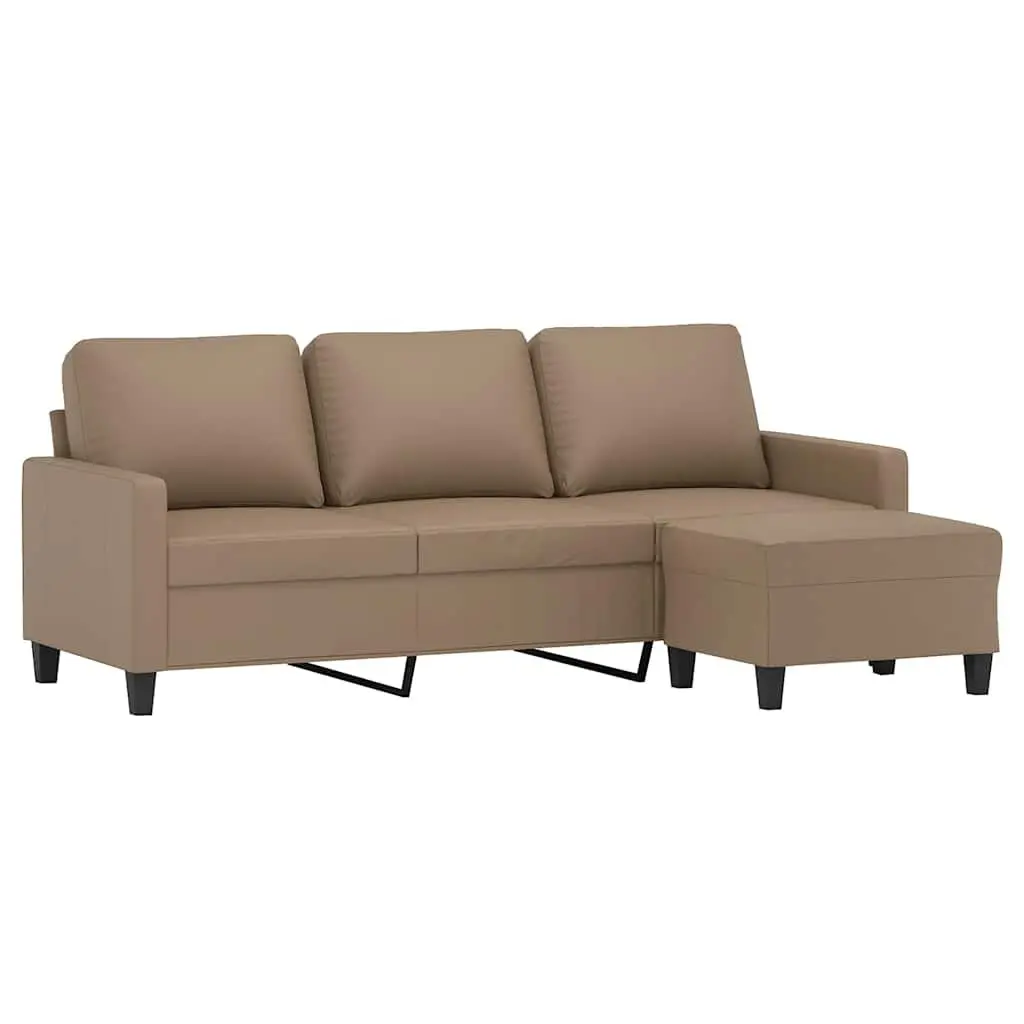 3-Seater Sofa Living Room Brown Faux Leather 180cm