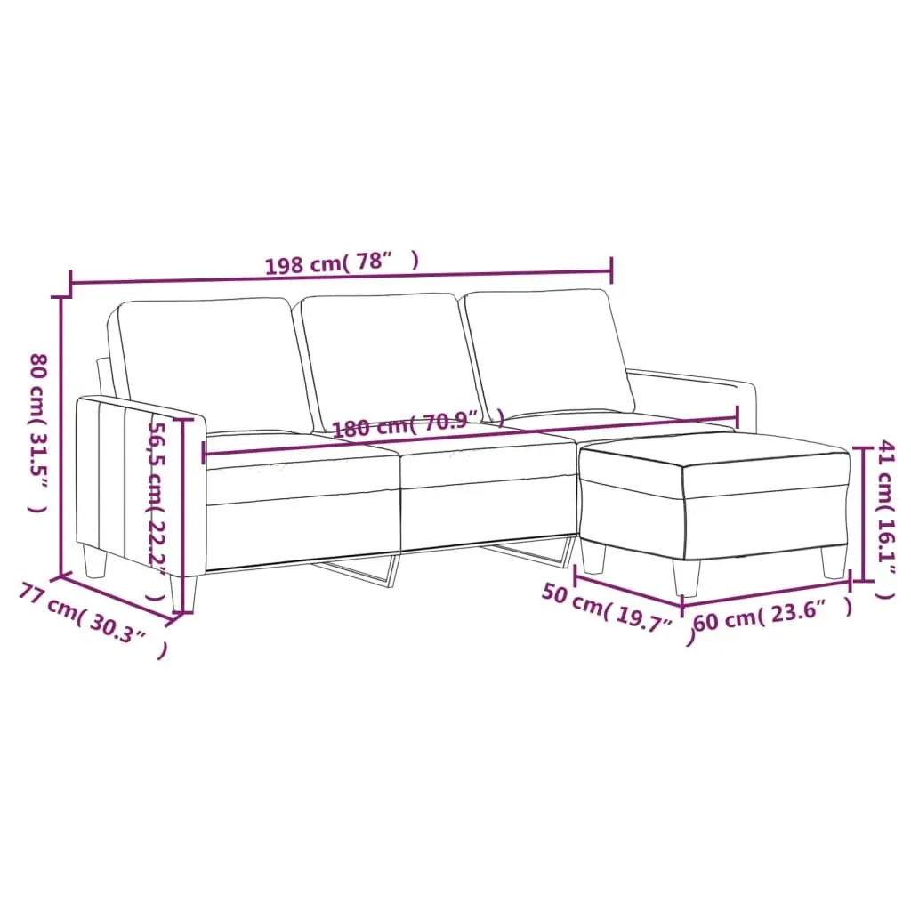 3-Seater Sofa Living Room Brown Faux Leather 180cm