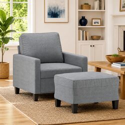 Specifications of Grey Sofa Chair with Footstool
