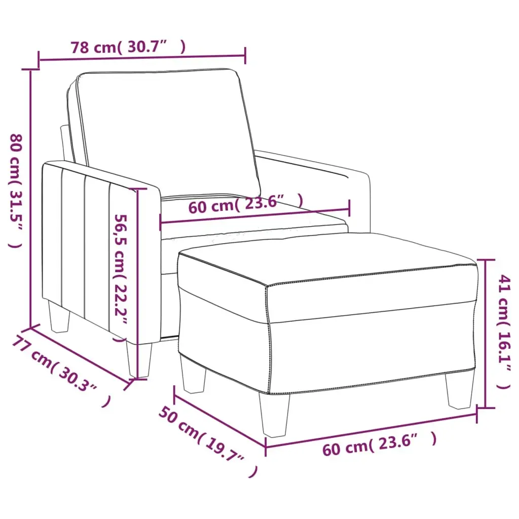 Grey Sofa Chair with Footstool