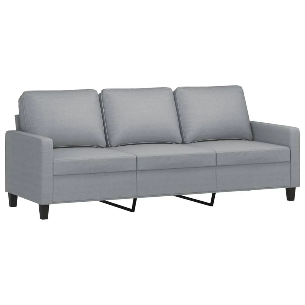3-Seater Sofa with Footstool Grey Living Room Lounge Couch 180cm Fabric Seat