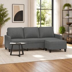 Specifications of Grey 3-Seater Sofa with Footstool