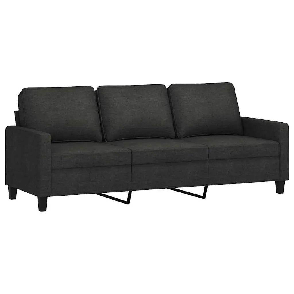 3-Seater Sofa with Footstool Black 180cm Living Room Furniture Modern Design