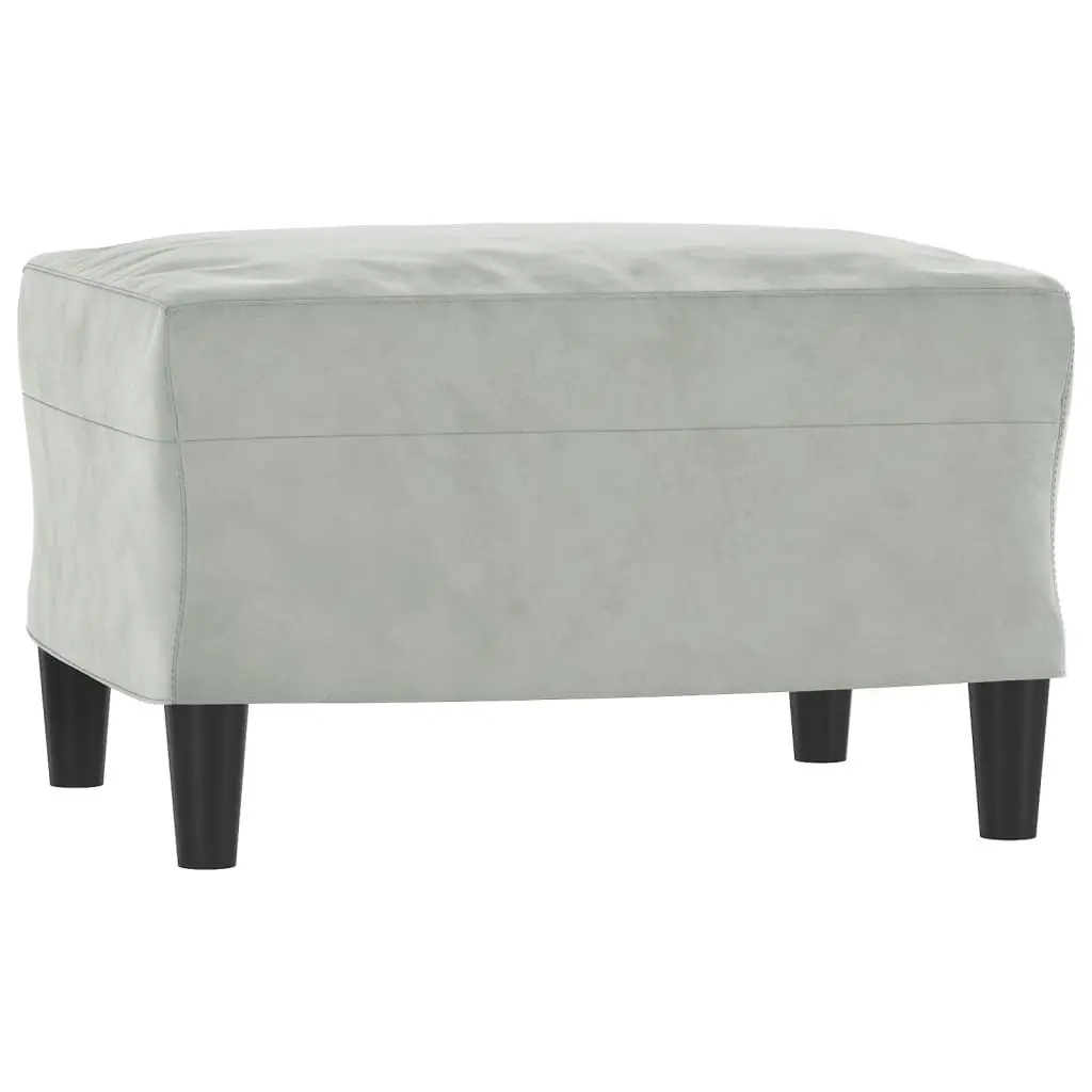 Grey Velvet Sofa Chair with Footstool Living Room Compact 60cm