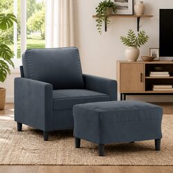 Specifications of Grey Velvet Sofa Chair with Footstool