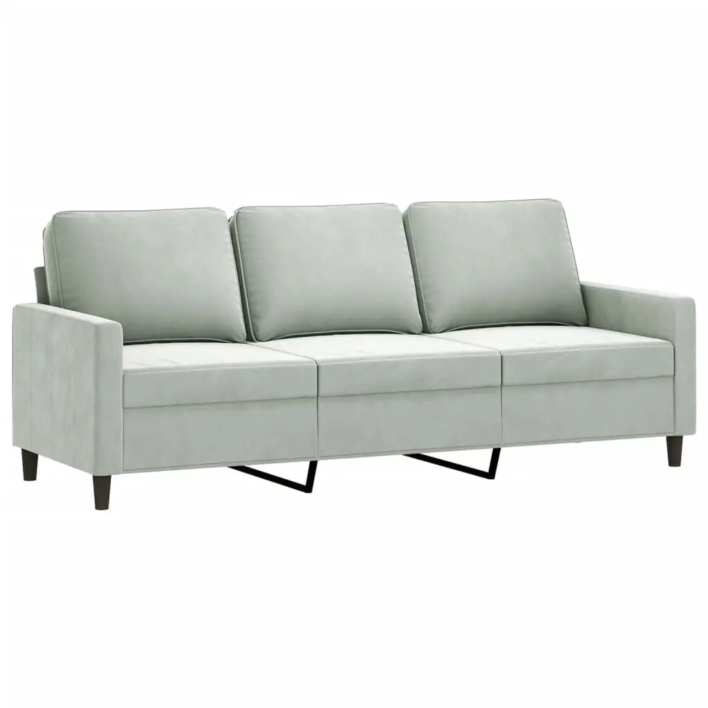 3-Seater Sofa with Footstool Grey 180cm Living Room Lounge Couch Modern Velvet