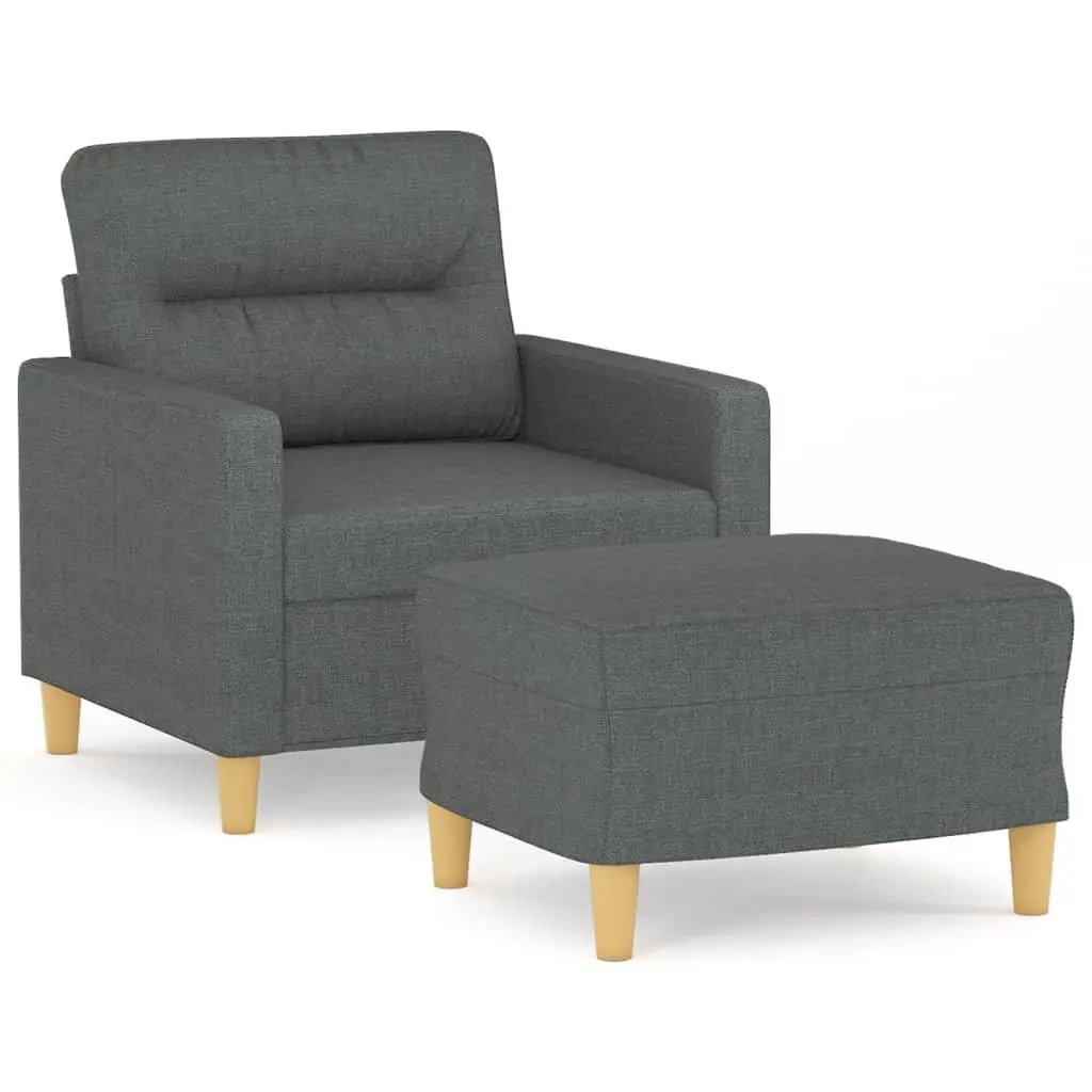 Grey Fabric Sofa Chair with Footstool
