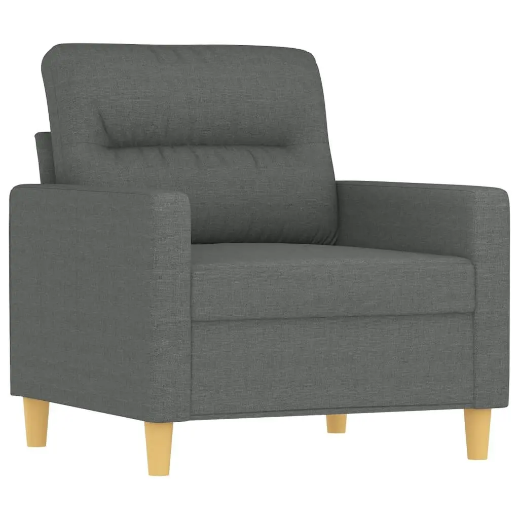 Grey Fabric Sofa Chair with Footstool