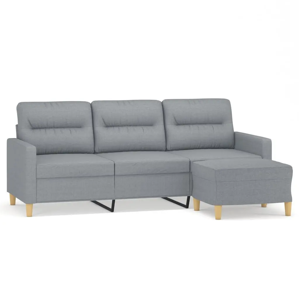 Grey 3-Seater Sofa with Footstool