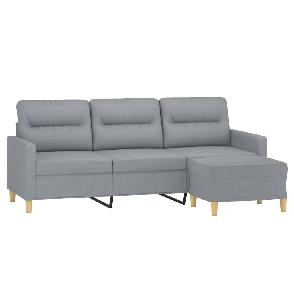 Grey 3-Seater Sofa with Footstool