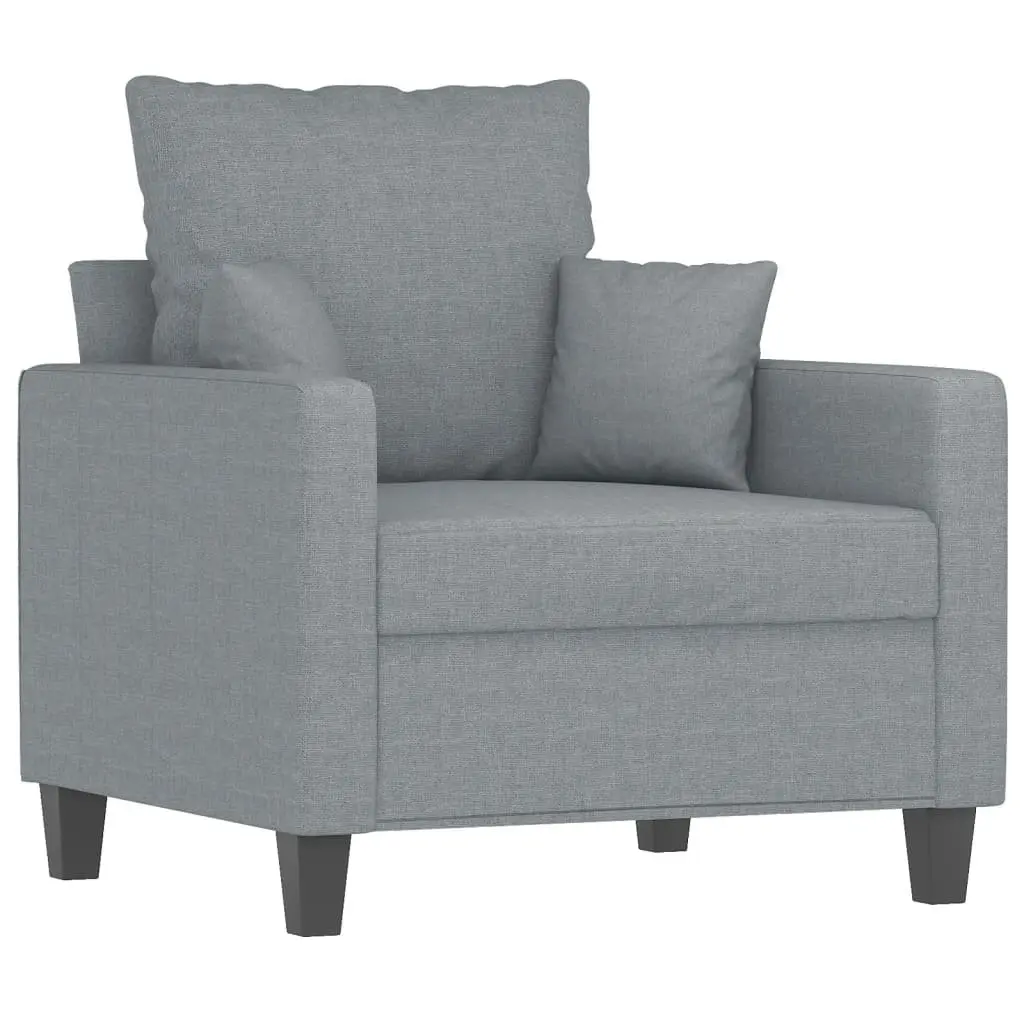 Grey Fabric Sofa Chair with Footstool for Living Room Compact Size