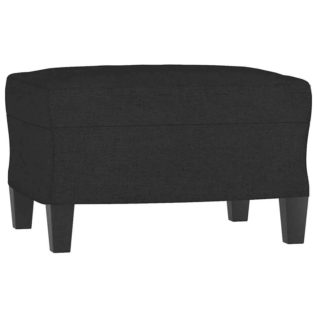 Black Fabric Sofa Chair with Footstool Living Room Seating 60cm