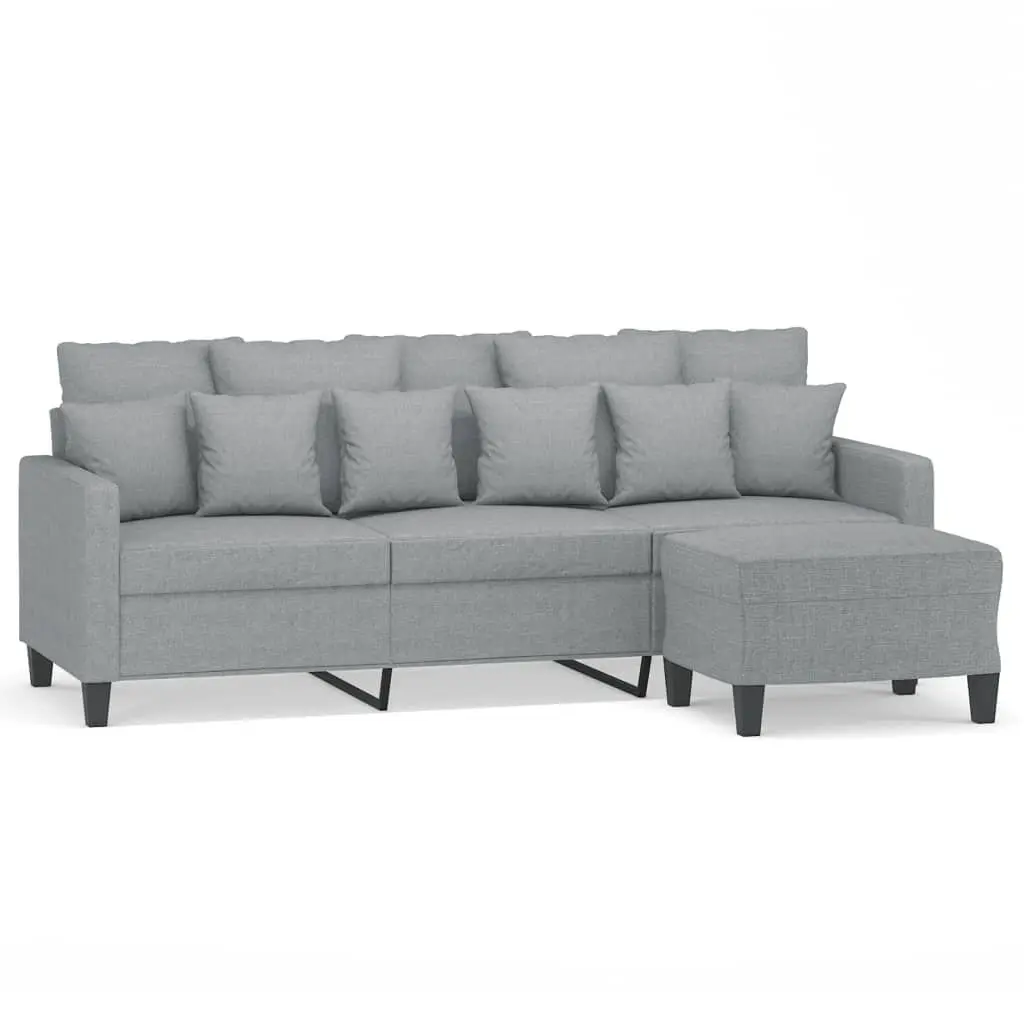 3-Seater Sofa with Footstool for Living Room Grey 180cm