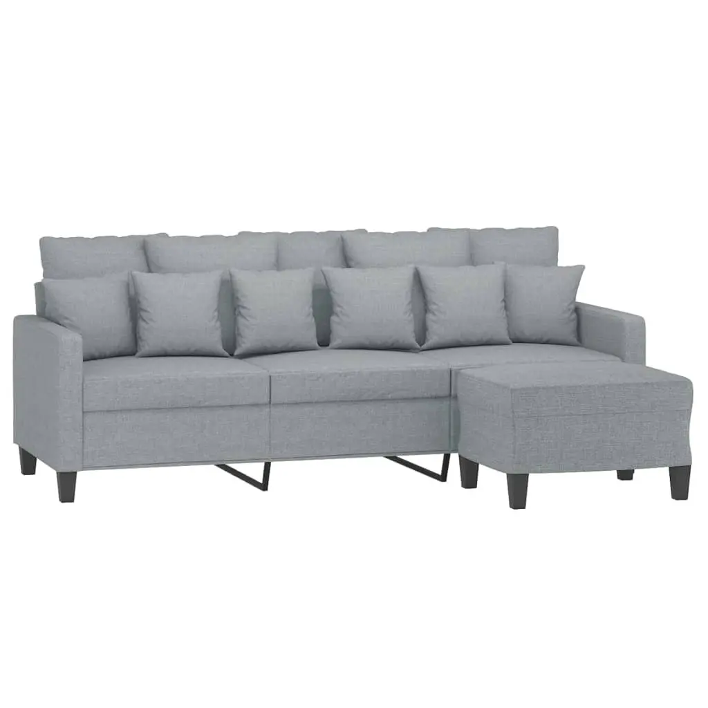 3-Seater Sofa with Footstool for Living Room Grey 180cm