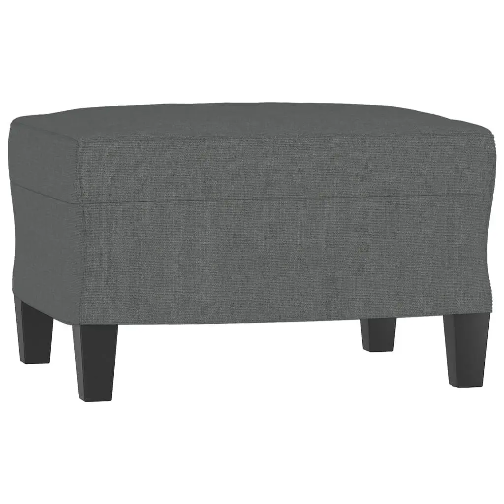 3-Seater Grey Fabric Sofa with Footstool