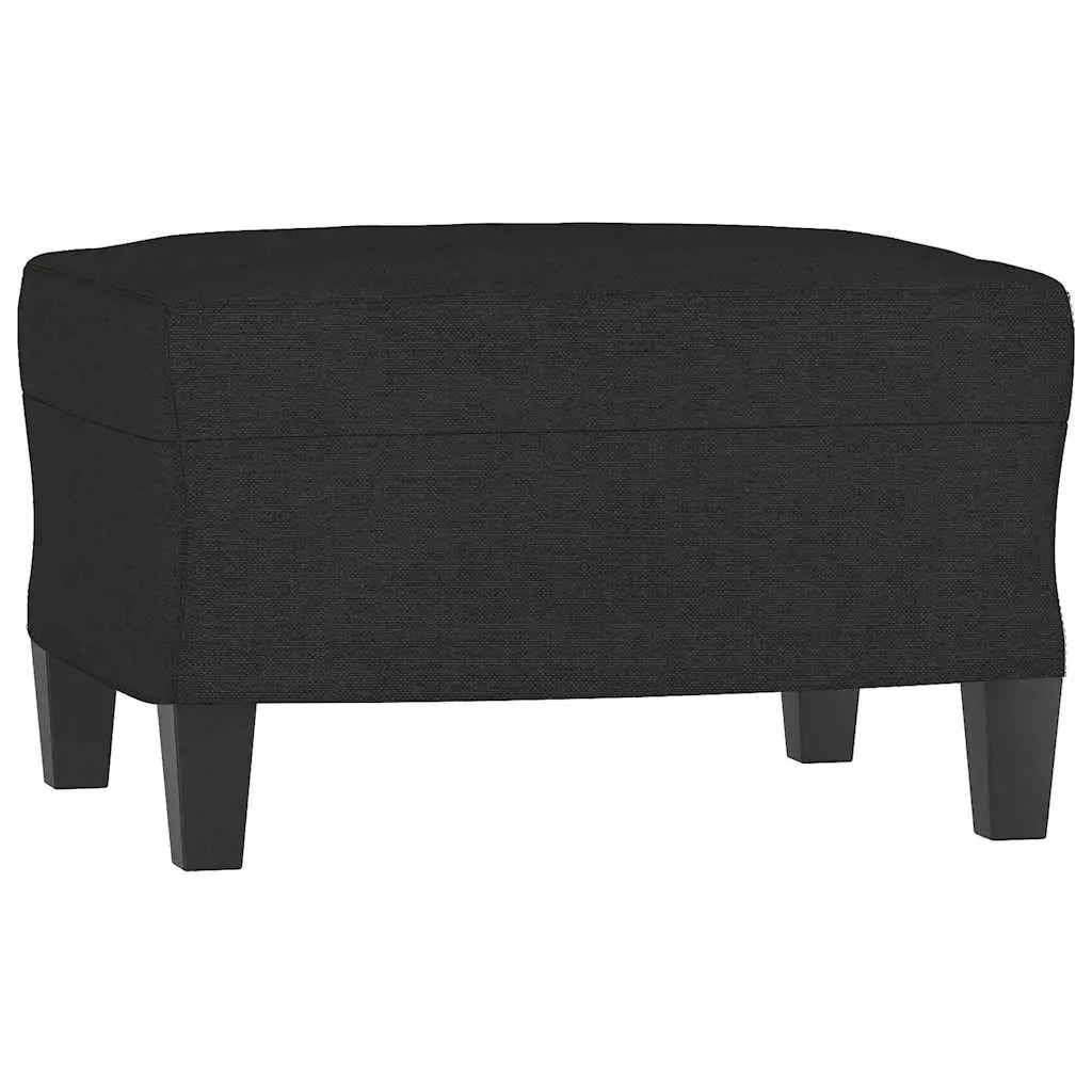 3-Seater Sofa Black for Living Room 180cm Fabric Couch with Footstool