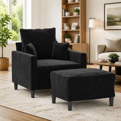 Specifications of Black Velvet Sofa Chair with Footstool