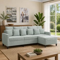 3-Seater Sofa with Footstool – 180cm Grey Velvet Specifications