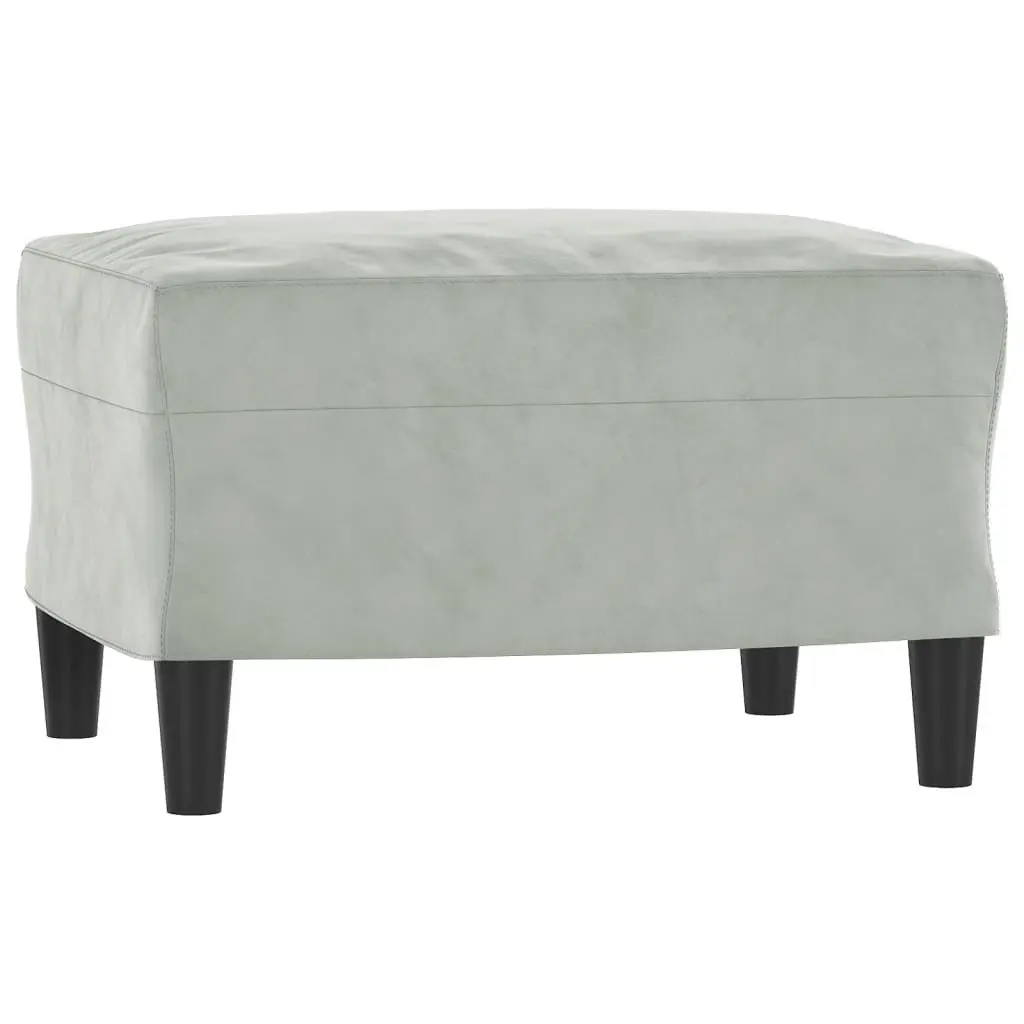 3-Seater Sofa with Footstool Grey Velvet Living Room 180cm