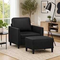 Black Faux Leather Sofa Chair Dimensions and Features