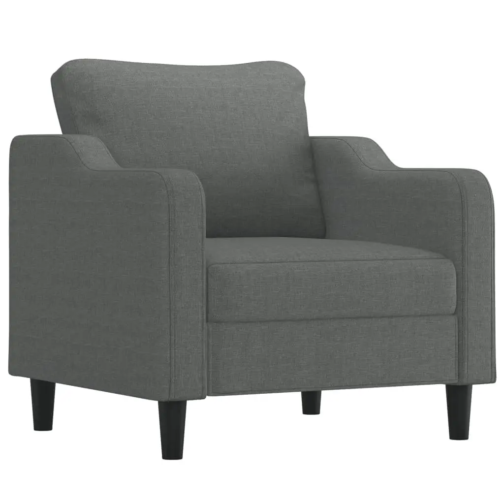 Grey Fabric Sofa Chair with Footstool Armchair Lounge Seat 60cm Living Room